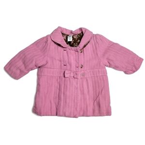 Y2K Baby Gap 2006 Pink Herringbone Quilted Jacket Floral Lining 3-6M